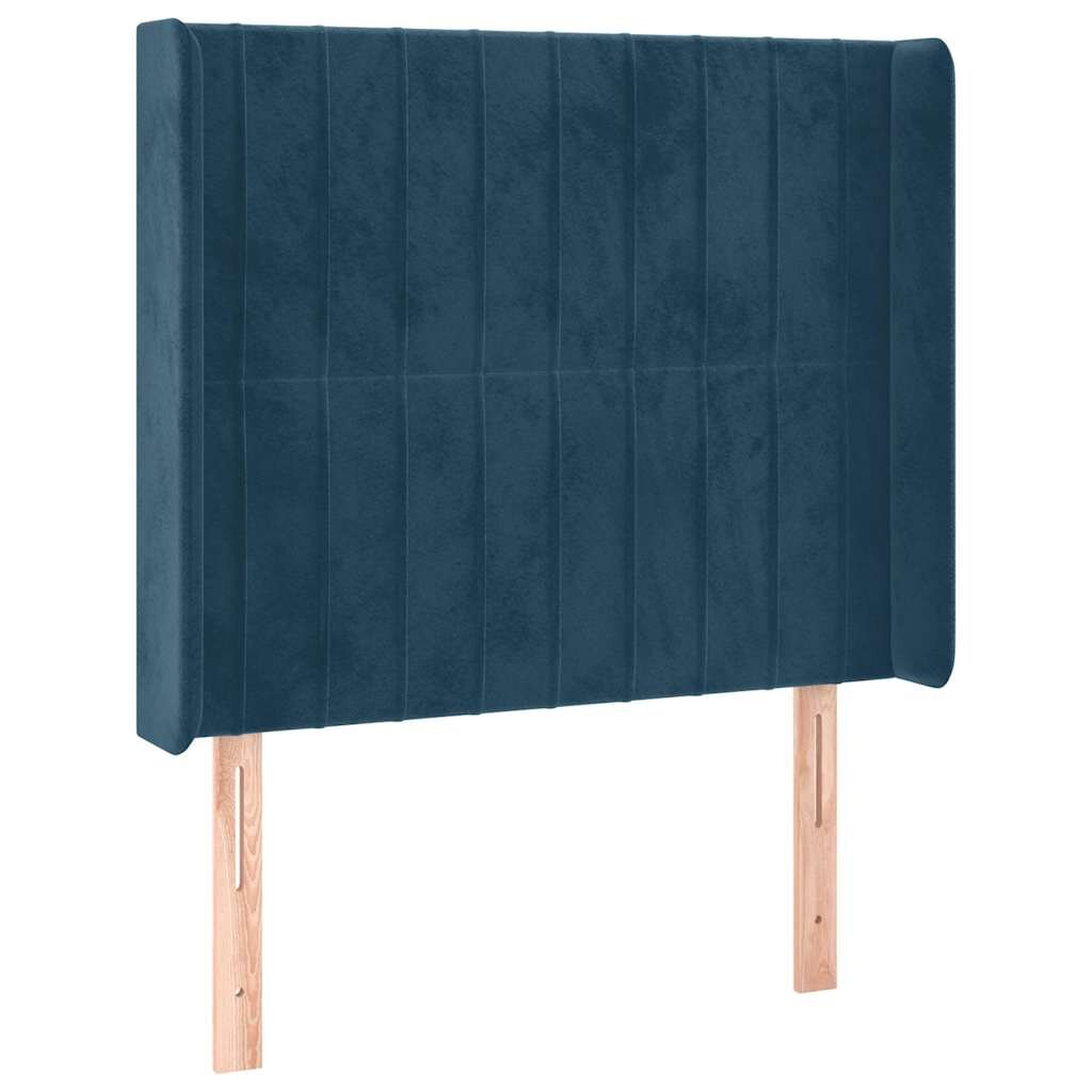 vidaXL Čelo postele so záhybmi tmavomodrá 103x16x118/128 cm zamat