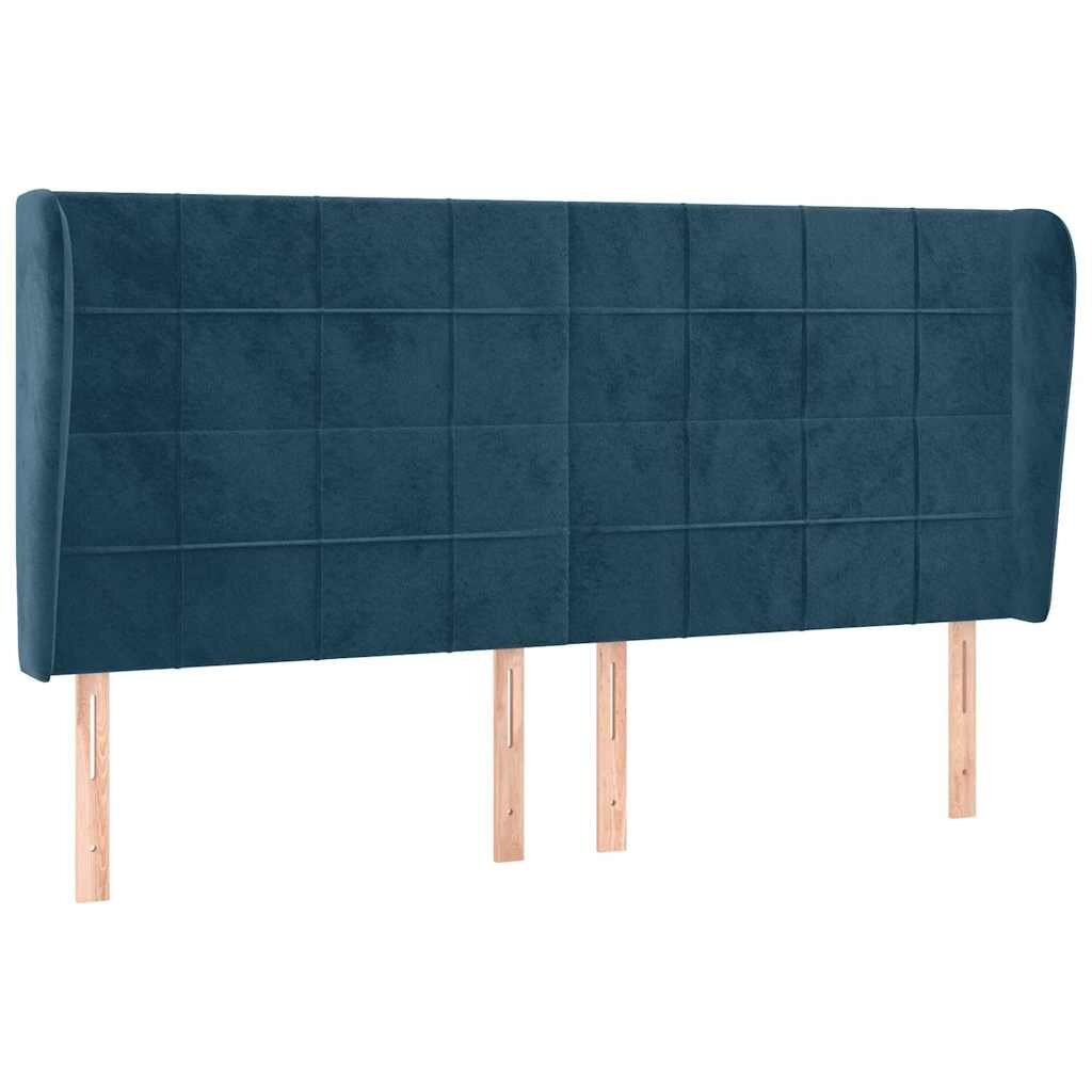 vidaXL Čelo postele so záhybmi tmavomodrá 163x23x118/128 cm zamat