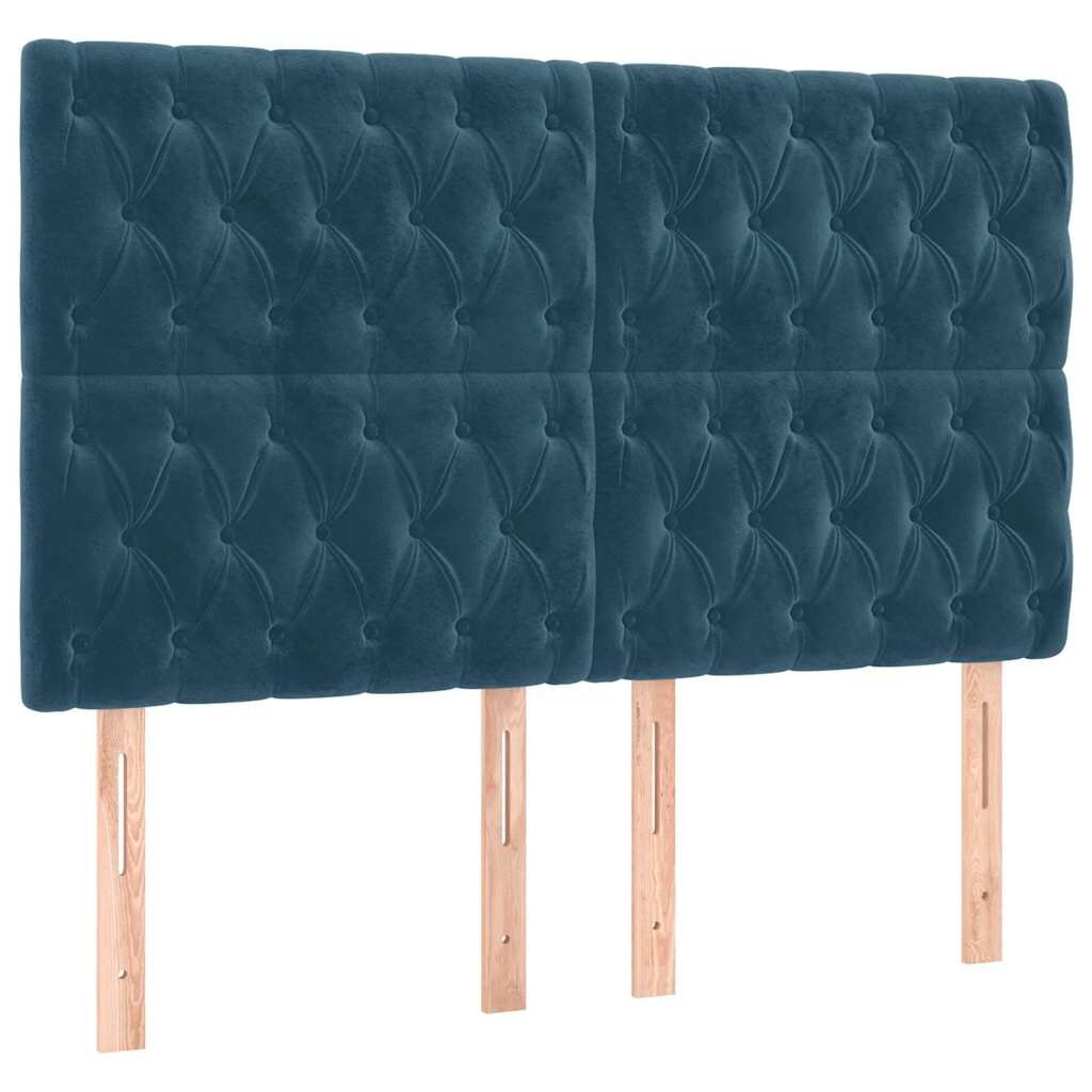 vidaXL Čelo postele tmavomodré 160x7x118/128 cm zamatové