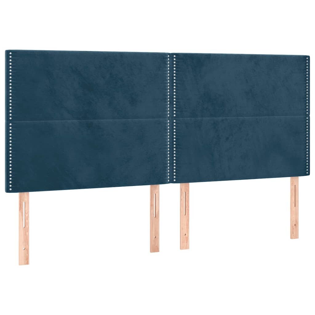 vidaXL Čelo postele tmavomodré 200x5x118/128 cm zamatové