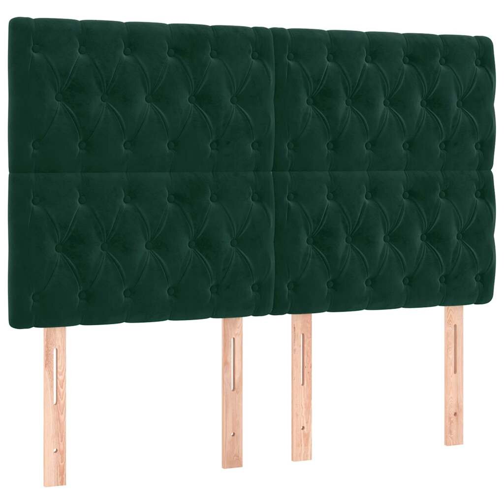 vidaXL Čelo postele tmavozelené 160x7x118/128 cm zamatové