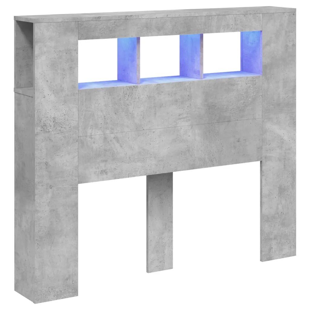 vidaXL Čelo s LED betónovo sivé 120x185x1035 cm kompozitné drevo