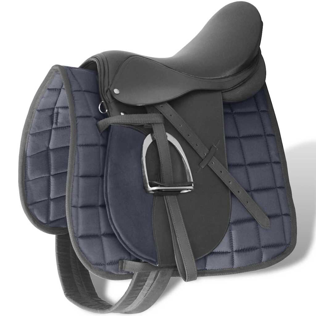 vidaXL Čierna sedlo sada pre jazdu na koni 175" reálna koža 18 cm 5-v-1