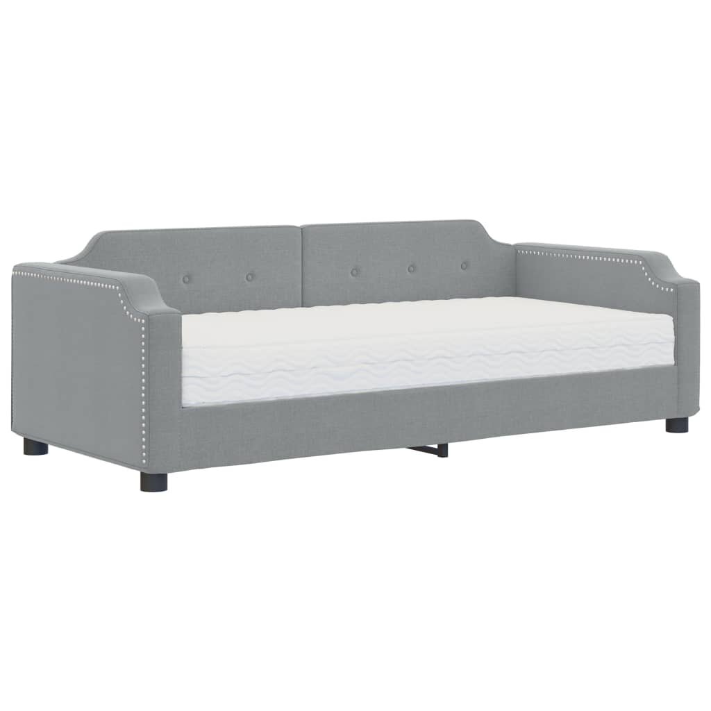 vidaXL Denná posteľ s matracom bledosivá 90x190 cm látka