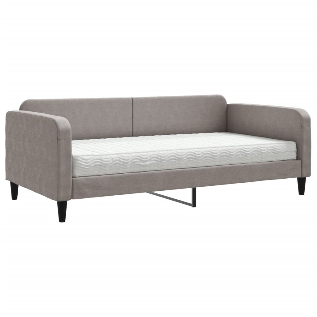 vidaXL Denná posteľ s matracom sivohnedá 100x200 cm látka