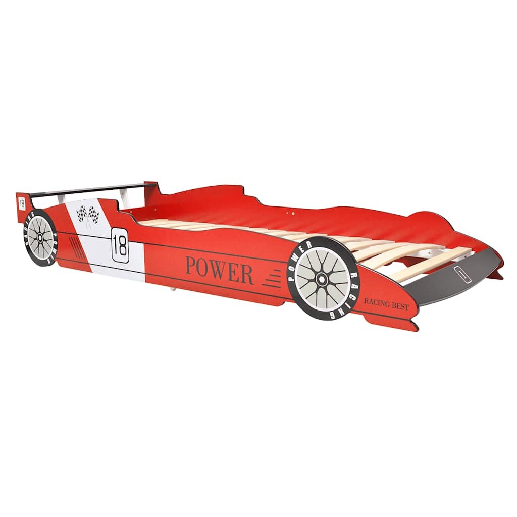 vidaXL Detská posteľ pretekárske auto 90x200 cm červená