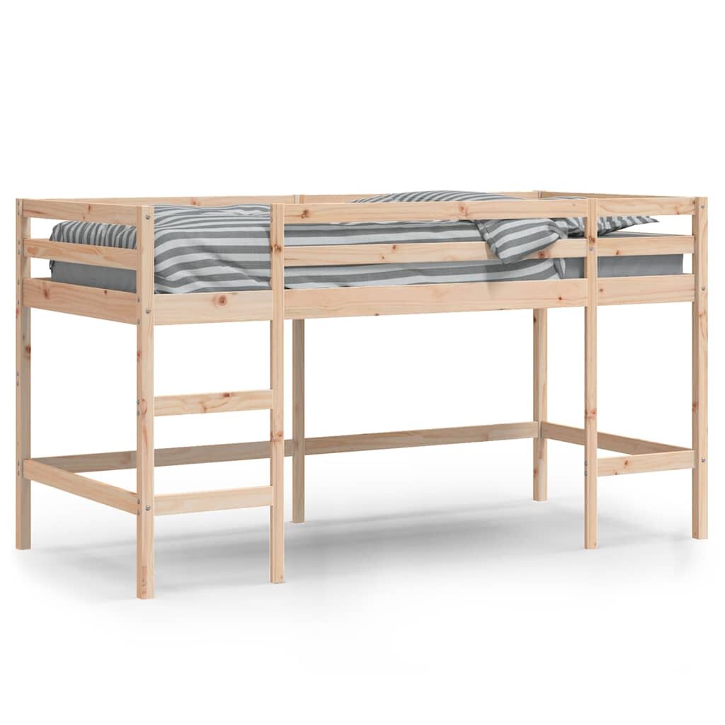 vidaXL Detská vyvýšená posteľ s rebríkom 90x200 cm masívna borovica