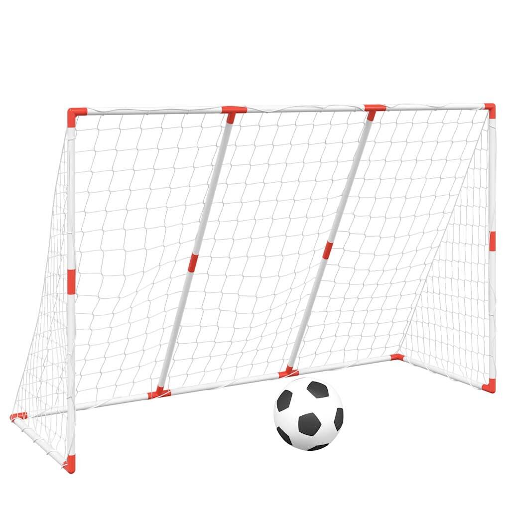 vidaXL Detské futbalové bránky s loptami 2v1 biele 184x64x124 cm