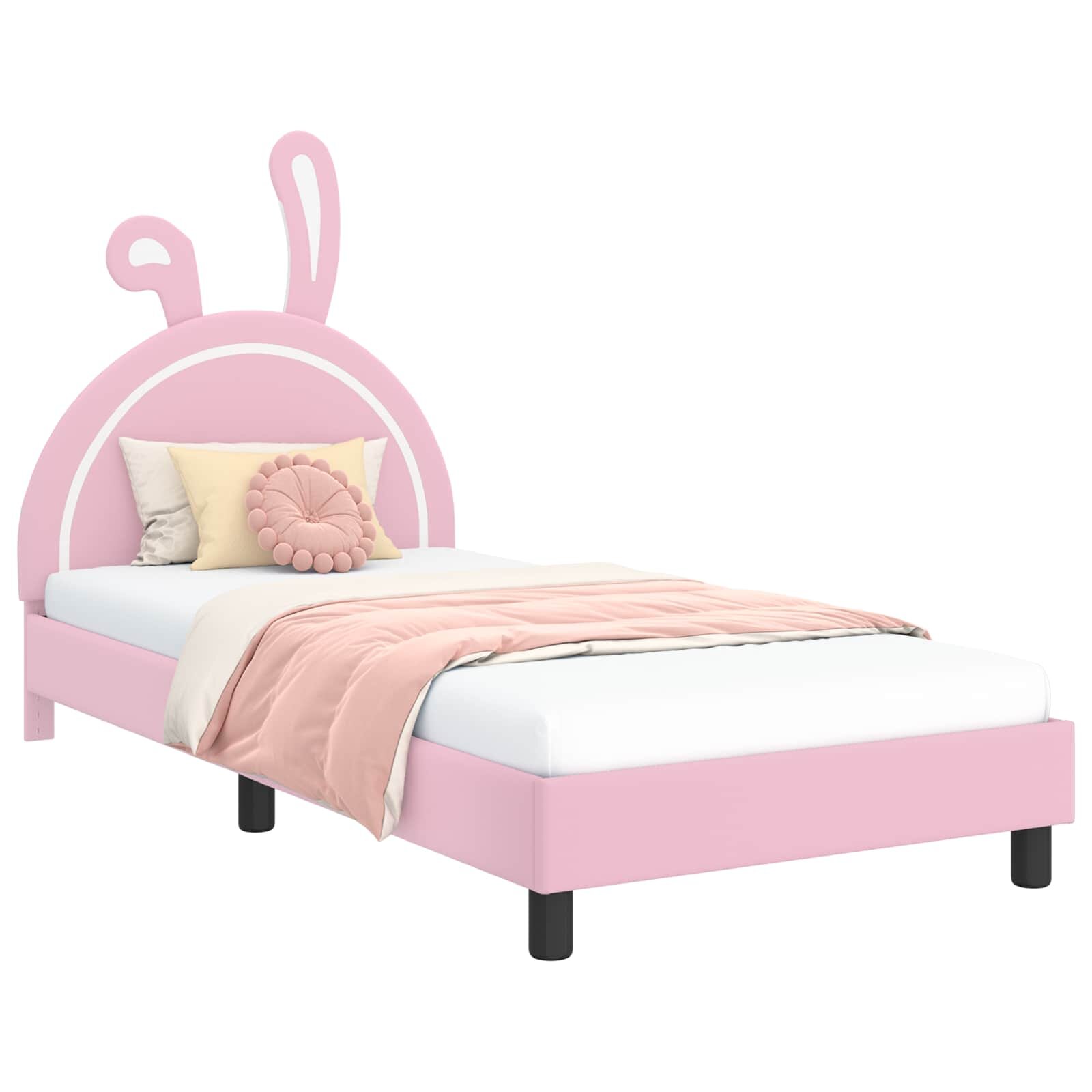 vidaXL Detský rám na posteľ s čelom Ružová 90 x 190 cm PU