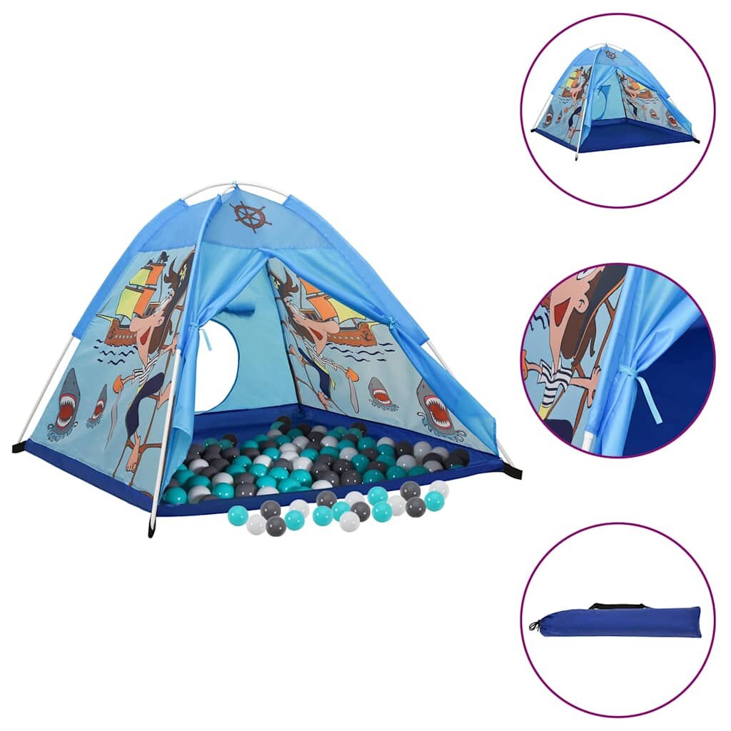 vidaXL Detský stan na hranie s 250 loptičkami modrý 120x120x90 cm