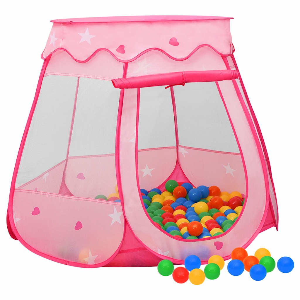 vidaXL Detský stan na hranie s 250 loptičkami ružový 102x102x82 cm