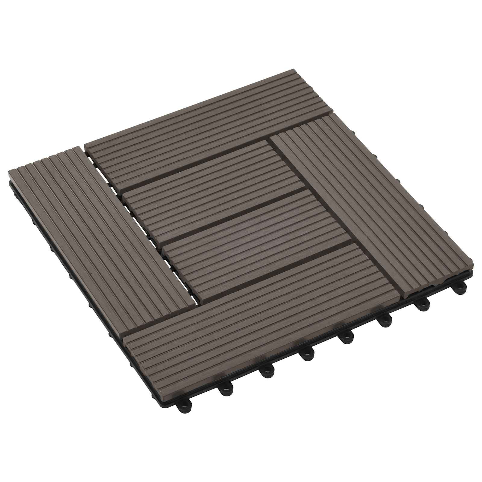 vidaXL Dlažba na terasu 11 ks Tmavohnedá 30 x 30 cm WPC