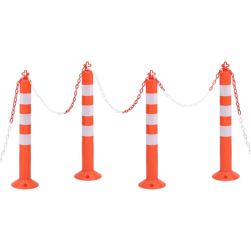 vidaXL Dopravné stĺpiky 4 ks s reťazou 75 cm PE