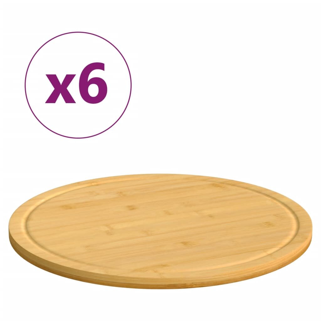 vidaXL Dosky na krájanie 6 ks Ø30x15 cm bambus