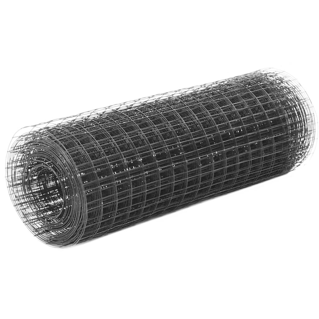 vidaXL Drôtené pletivo oceľ potiahnutá PVC 10x05 m sivé