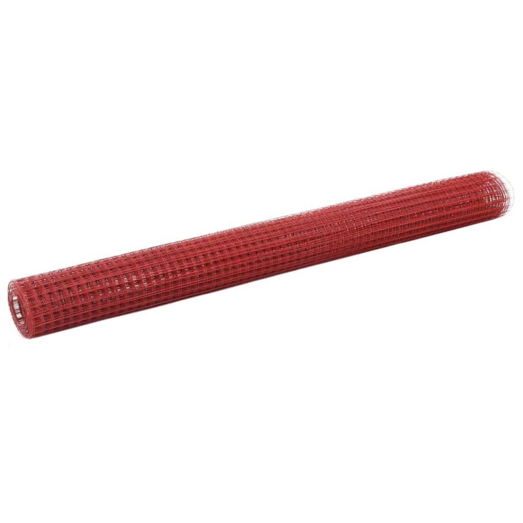 vidaXL Drôtené pletivo oceľ potiahnutá PVC 10x15 m červené