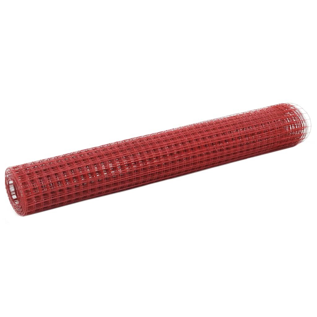 vidaXL Drôtené pletivo oceľ potiahnutá PVC 25x1 m červené