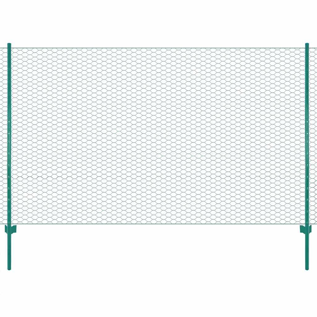 vidaXL Drôtené pletivo so stĺpikmi zelené 25x15 m oceľové