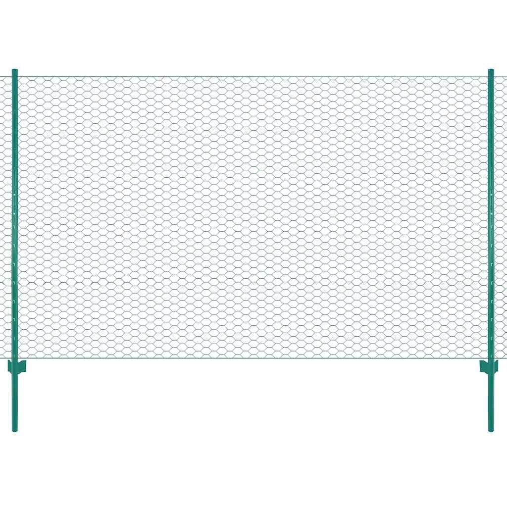 vidaXL Drôtené pletivo so stĺpikmi zelené 25x2 m oceľové