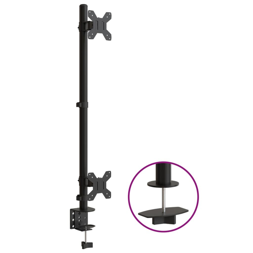 vidaXL Držiak na dva monitory čierny oceľový VESA 75/100 mm