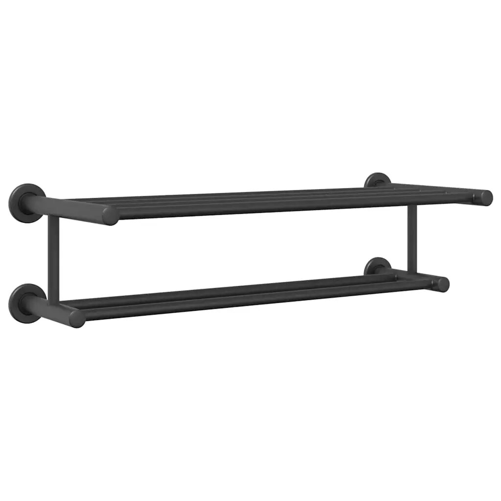 vidaXL Držiak na uteráky Čierna 61 x 23 x 17 cm Nehrdzavejúca oceľ