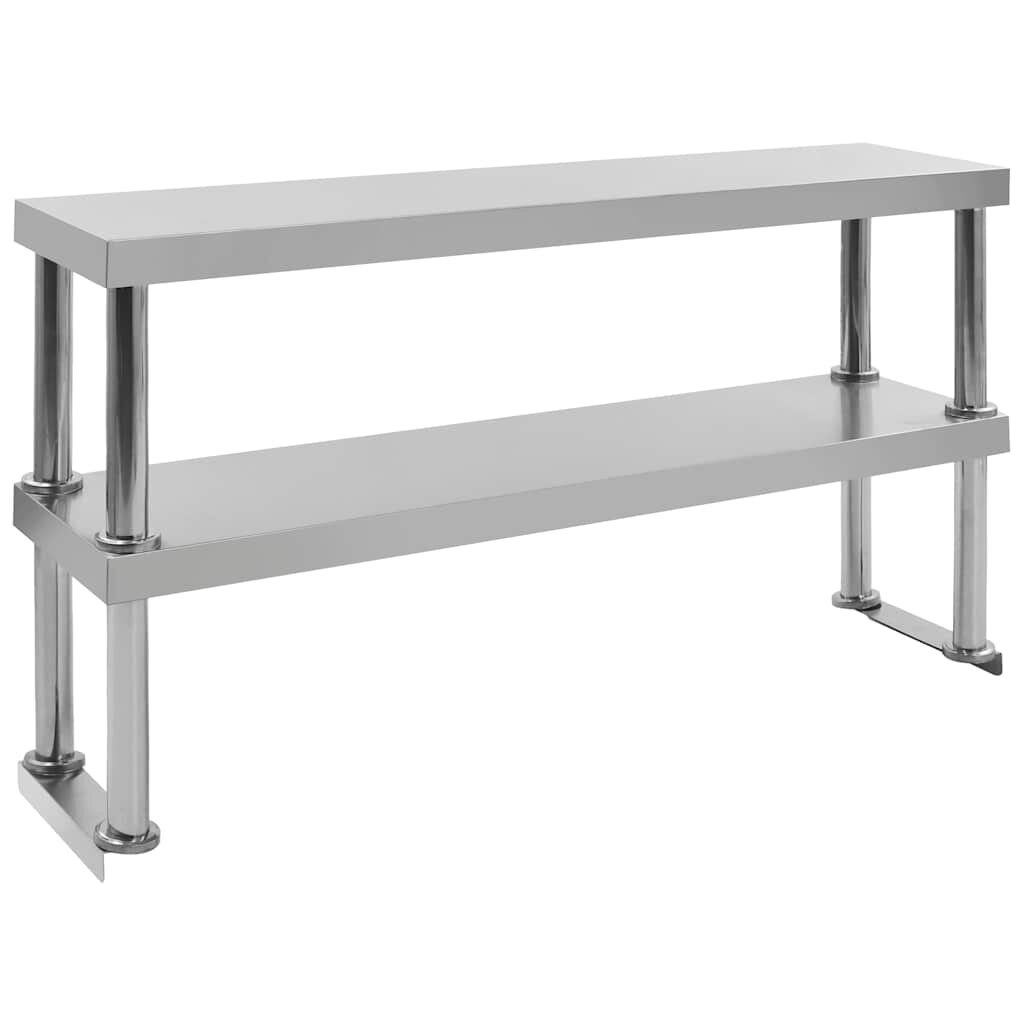 vidaXL Dvojitá polica na pracovný stôl 120x30x65cm nehrdzavejúca oceľ