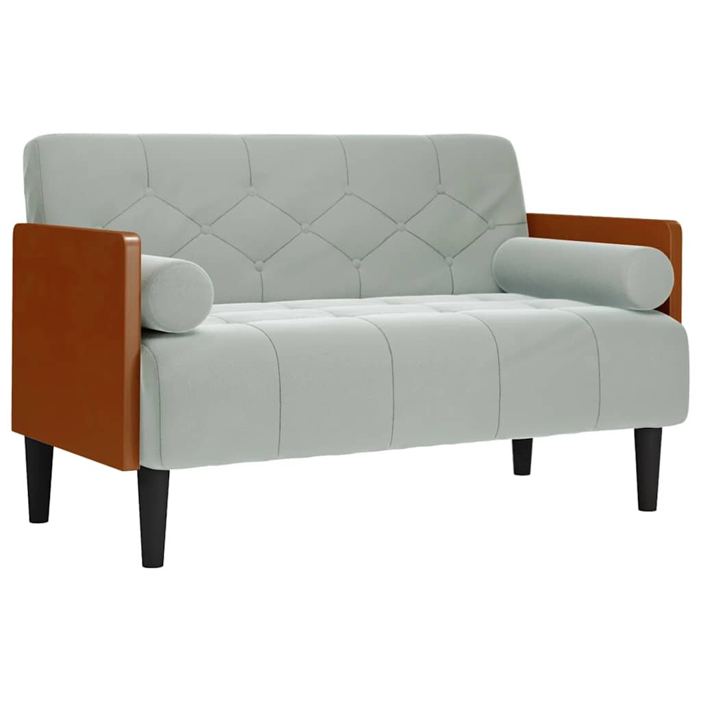 vidaXL Dvojpohovka s vankúšmi svetlosivá 110 cm zamat