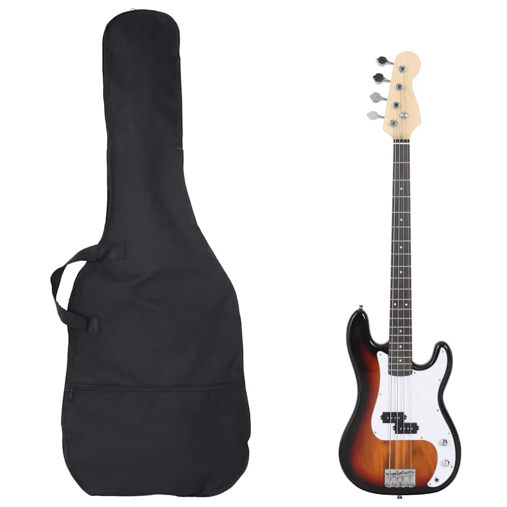 vidaXL Elektr. basgitara pre začiatočníka s taškou hnedo-biela 4/4 46