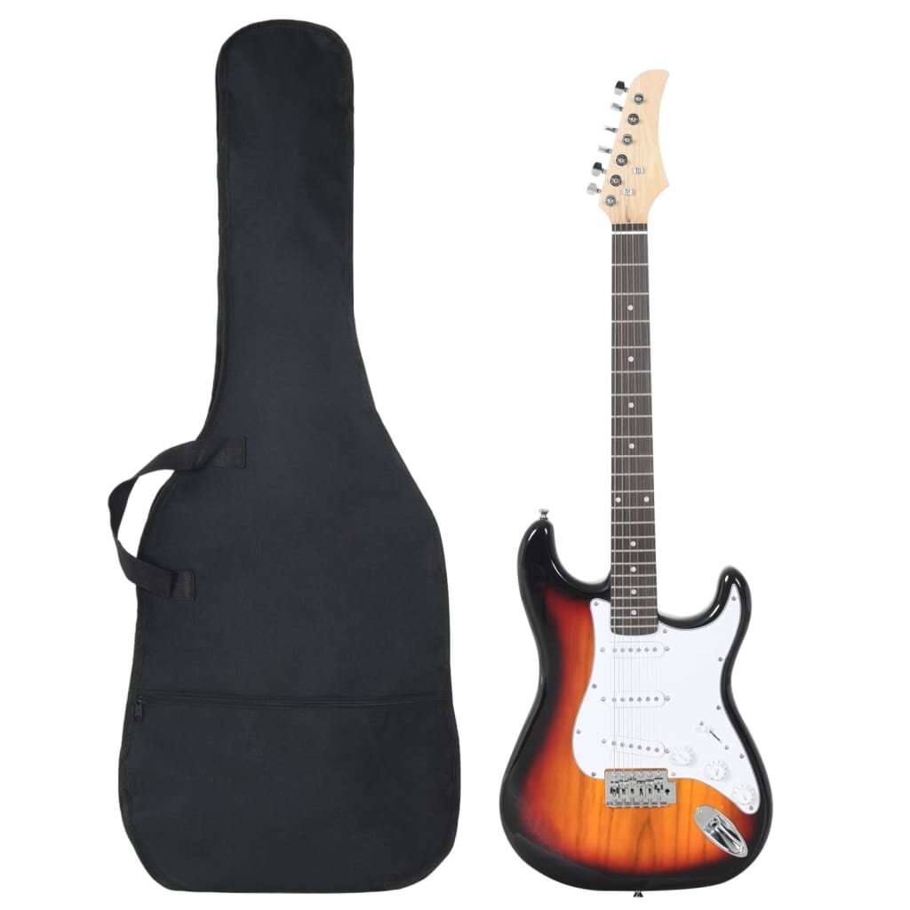 vidaXL Elektrická gitara pre začiatočníka s taškou hnedo-biela 4/4 39"