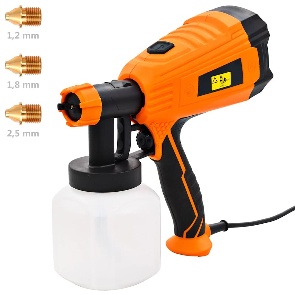 vidaXL Elektrická striekacia pištoľ s 3 veľkosťami trysiek 500 W 800 ml