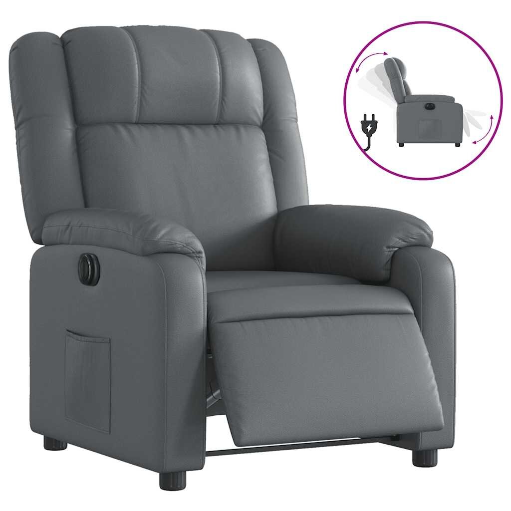 vidaXL Elektrické sklápacie kreslo sivé umelá koža