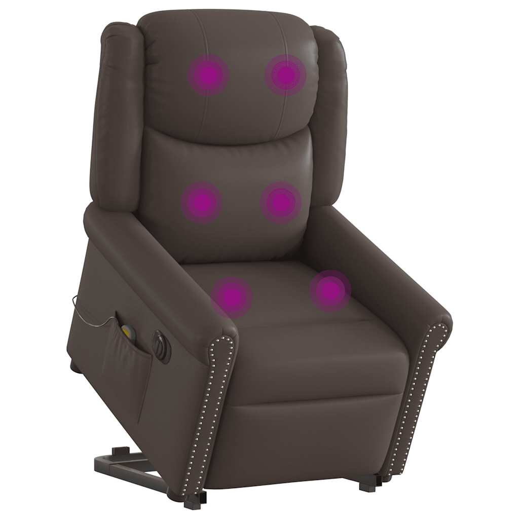 vidaXL Elektrické stojace masážne polohovacie kreslo Lesklá umelá koža