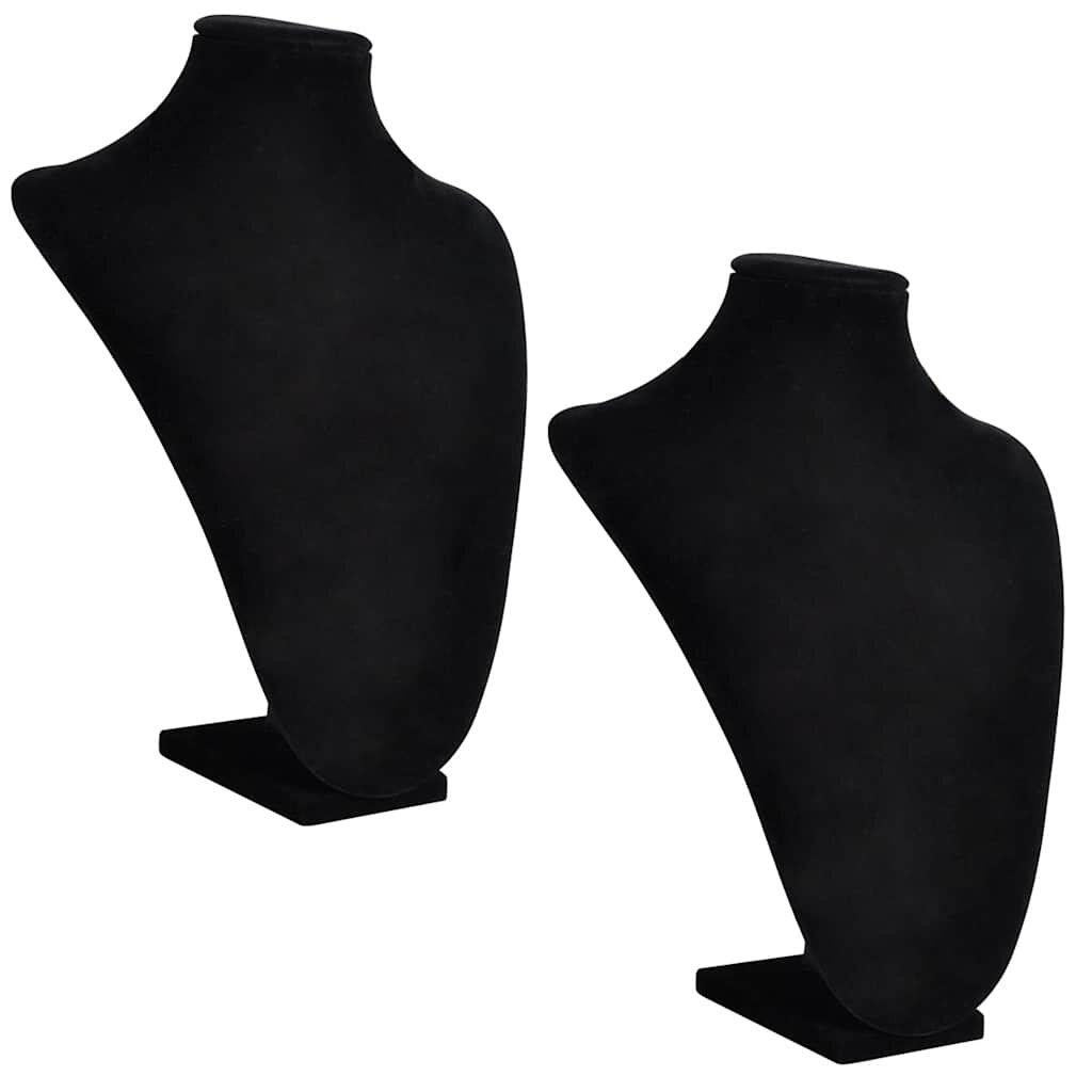 vidaXL Flanelový stojan na náhrdelníky a retiazky čierny 23x115x30cm 2 ks