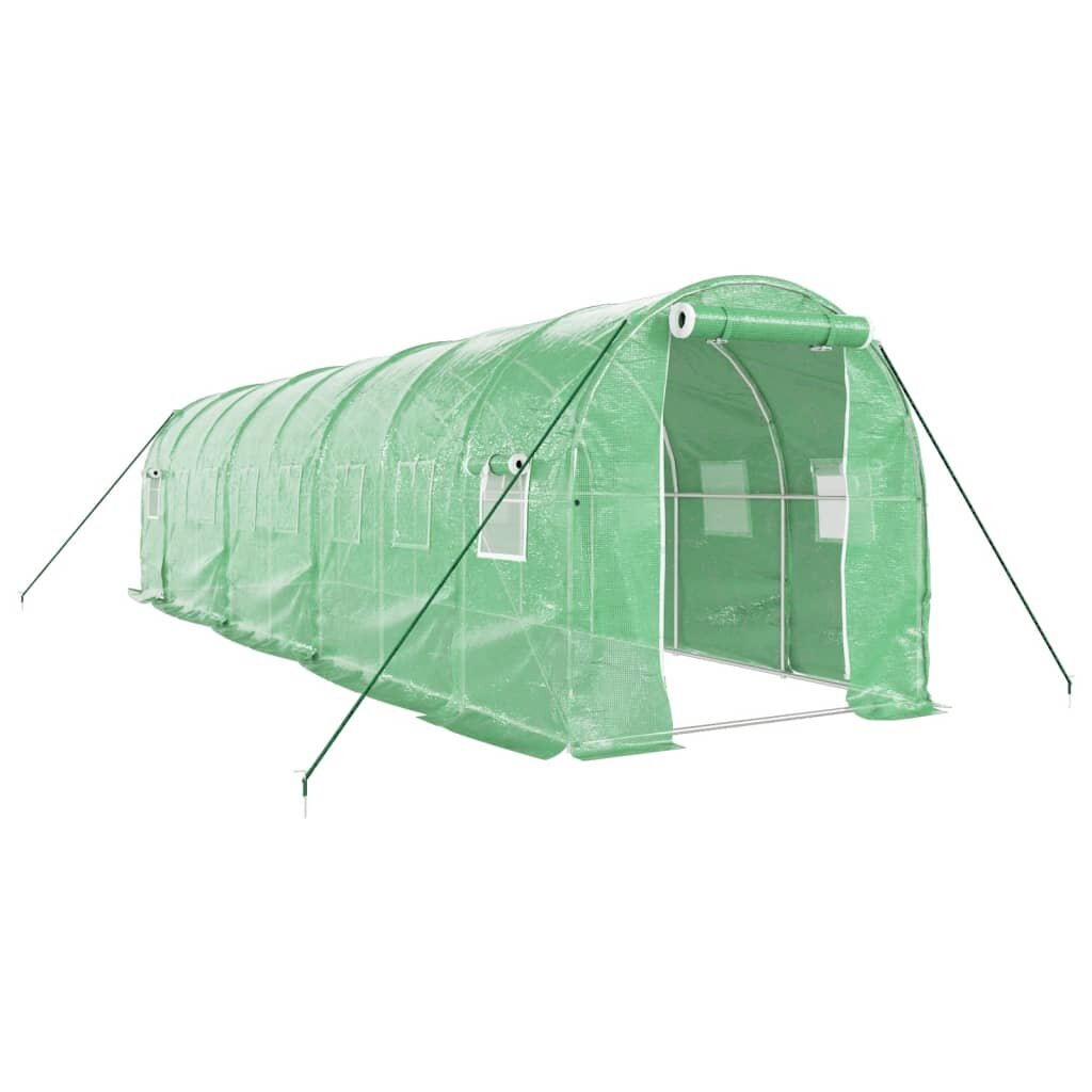 vidaXL Fóliovník s oceľovým rámom zelený 16 m² 8x2x2 m
