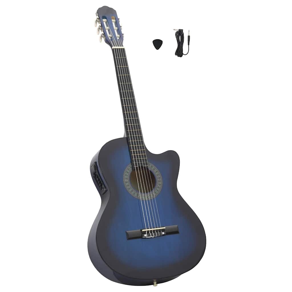 vidaXL Folková klasická gitara s výrezom ekvalizér 6 strún modrá