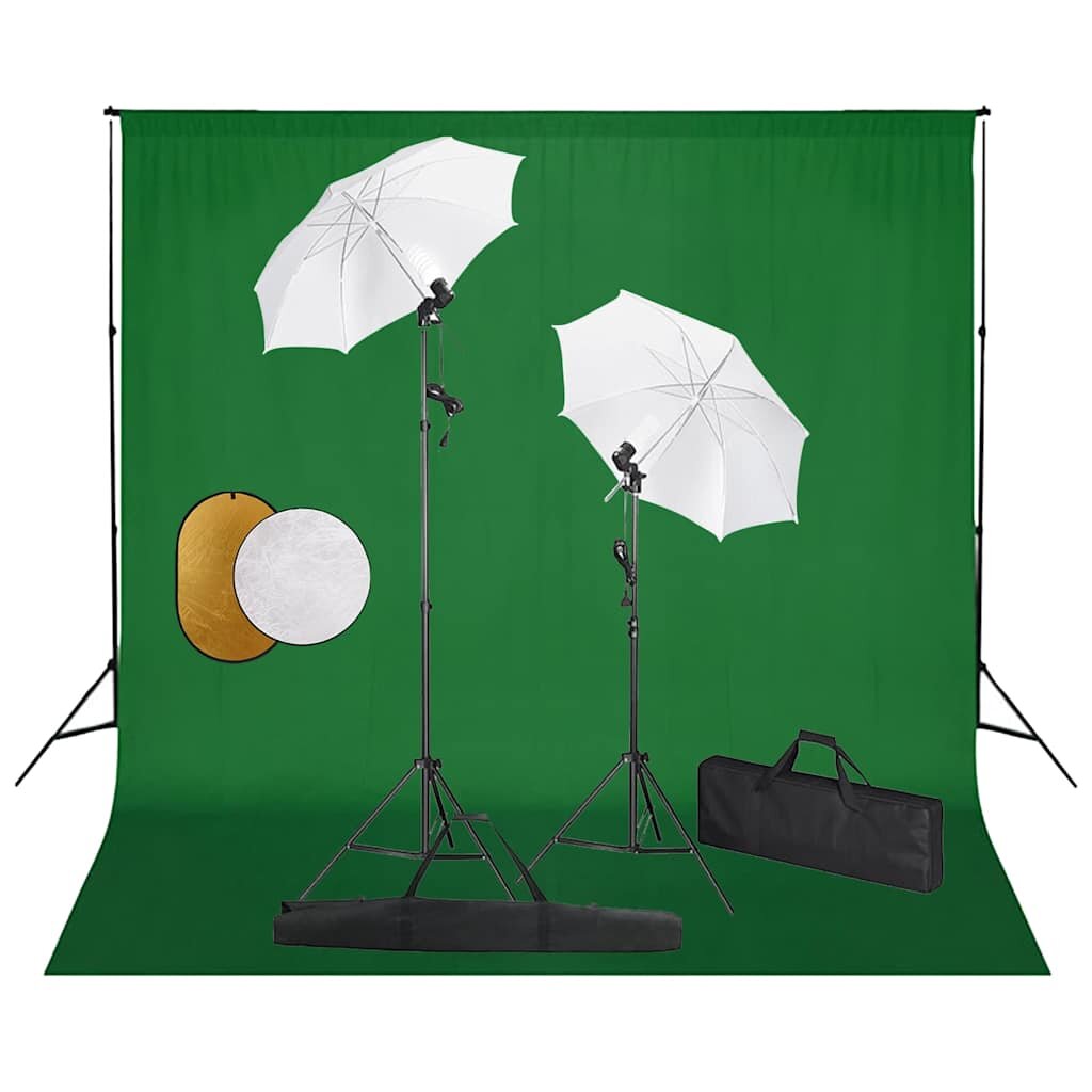 vidaXL Fotografické vybavenie s lampami dáždnikmi pozadím a reflektorom