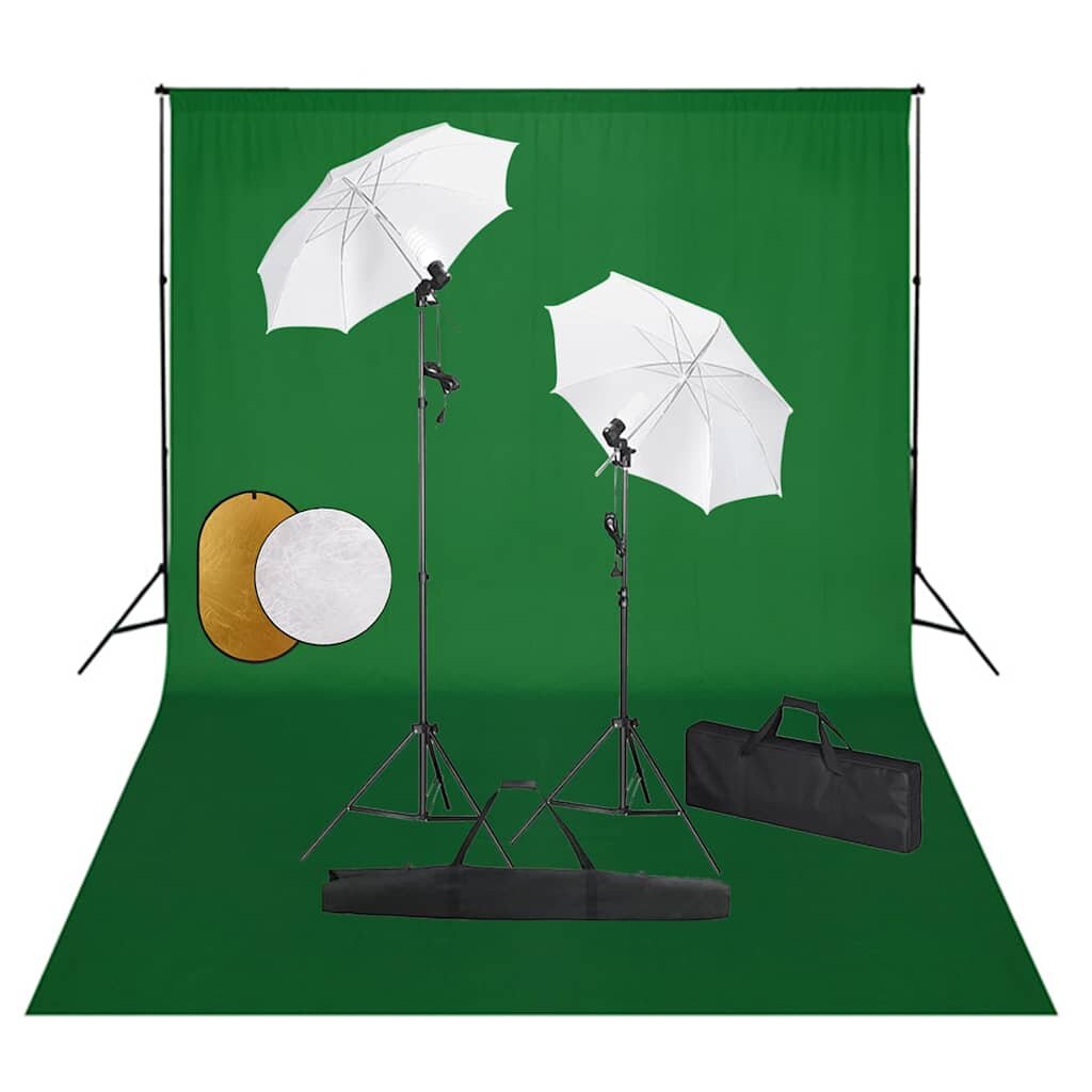 vidaXL Fotografické vybavenie s lampami dáždnikmi pozadím a reflektorom