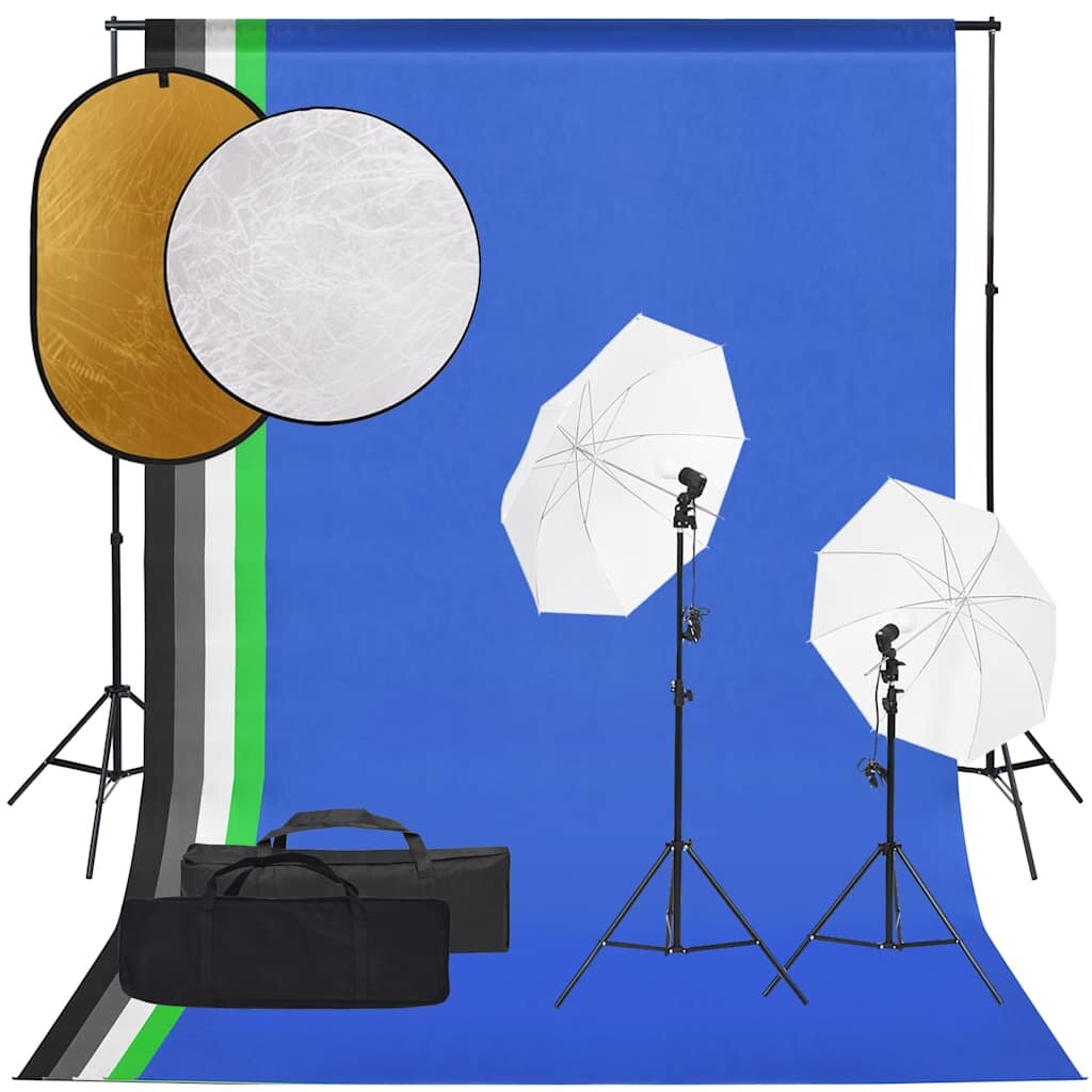 vidaXL Fotografické vybavenie s osvetlením pozadím a reflektorom