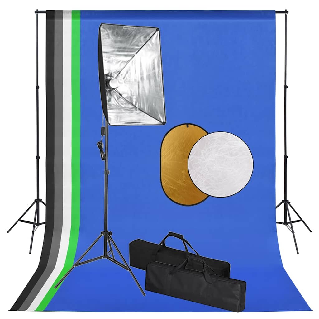 vidaXL Fotografické vybavenie so softboxami pozadím a reflektorom
