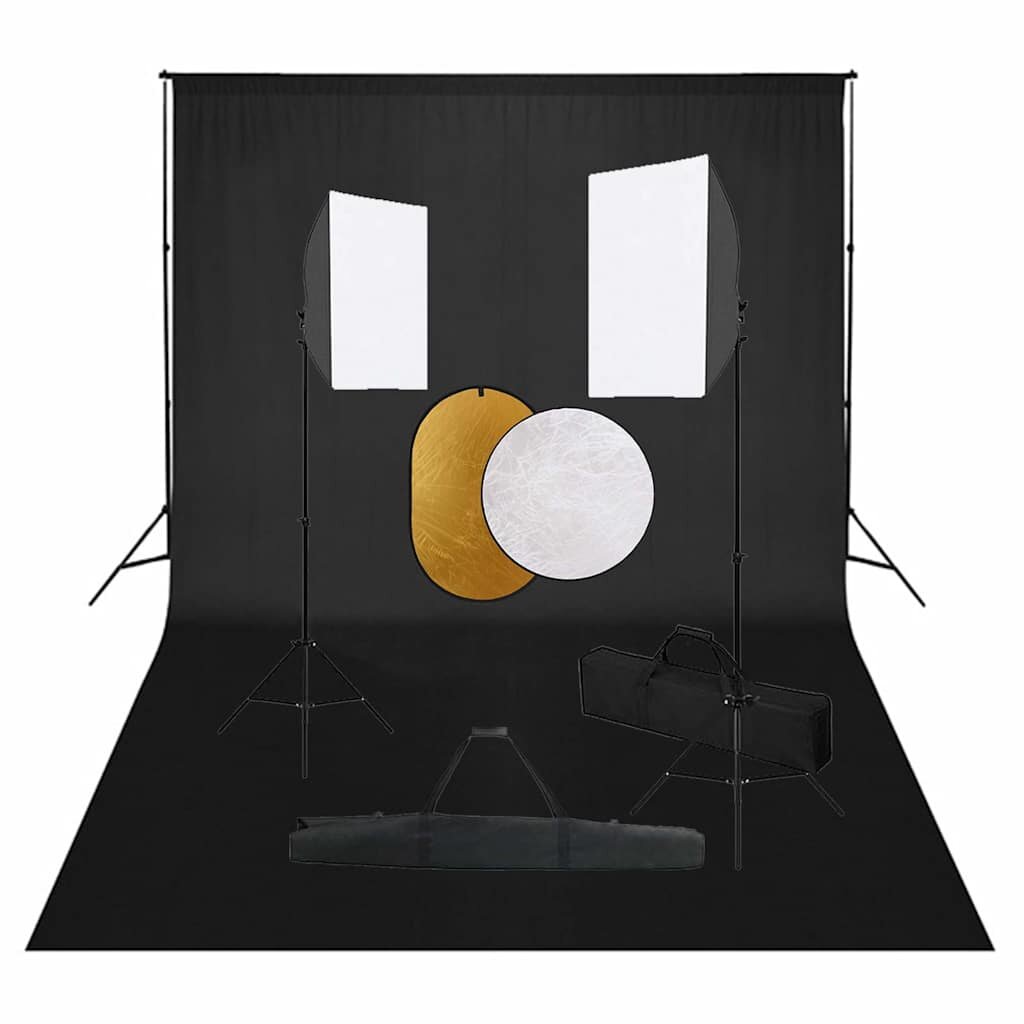 vidaXL Fotografické vybavenie so softboxami pozadím a reflektorom