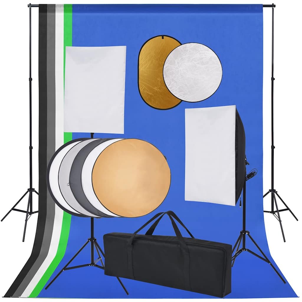vidaXL Fotografické vybavenie so softboxami pozadím a reflektorom