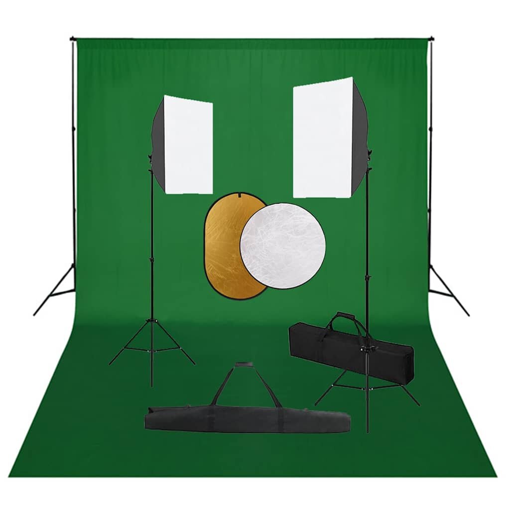 vidaXL Fotografické vybavenie so softboxami pozadím a reflektorom