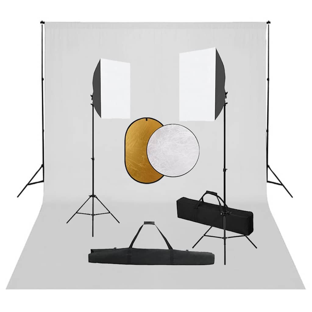 vidaXL Fotografické vybavenie so softboxami pozadím a reflektorom