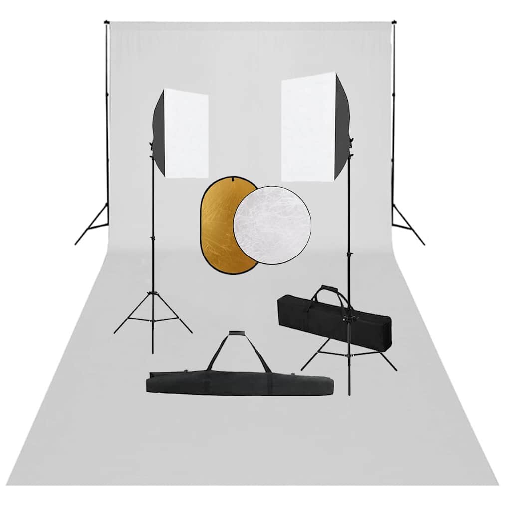 vidaXL Fotografické vybavenie so softboxami pozadím a reflektorom
