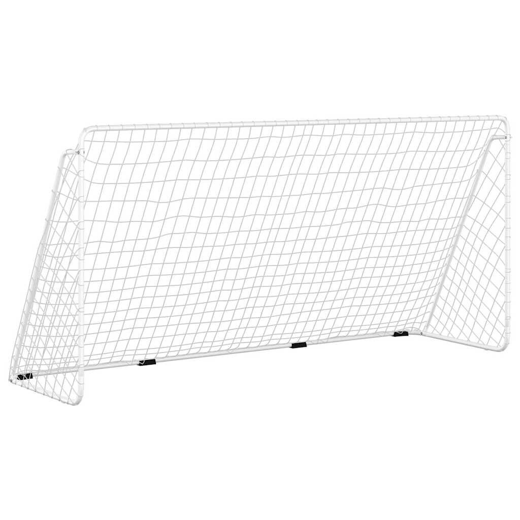 vidaXL Futbalová bránka so sieťou 366x122x182 cm oceľová biela
