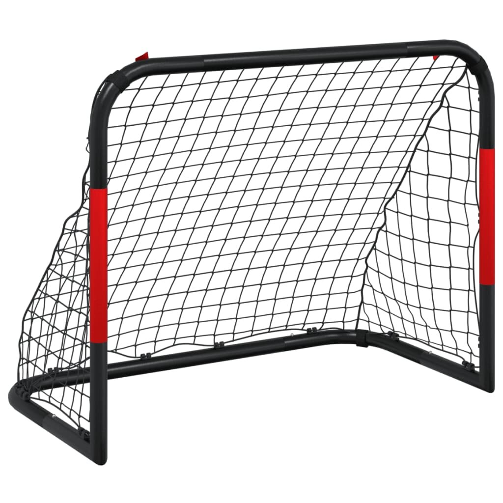 vidaXL Futbalová bránka so sieťou červeno-čierna 90x48x71 cm oceľ