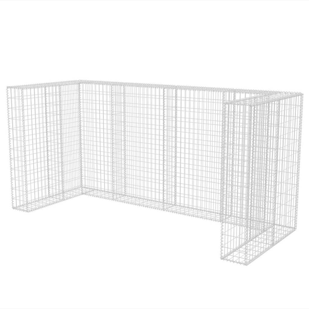 vidaXL Gabiónová ohrada na trojitý odpadkový kôš oceľ 250x100x120 cm