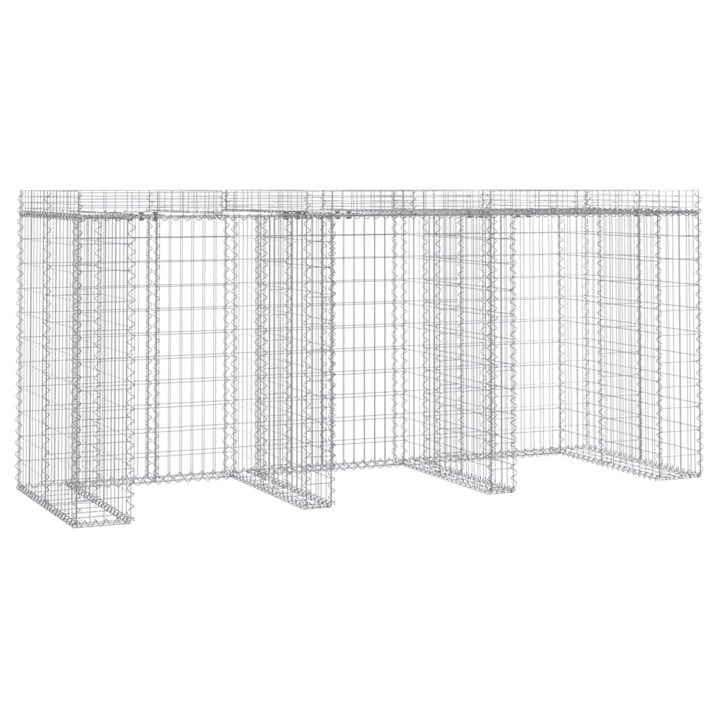 vidaXL Gabiónová stena na smetný kôš 270x91x120 cm pozinkované železo