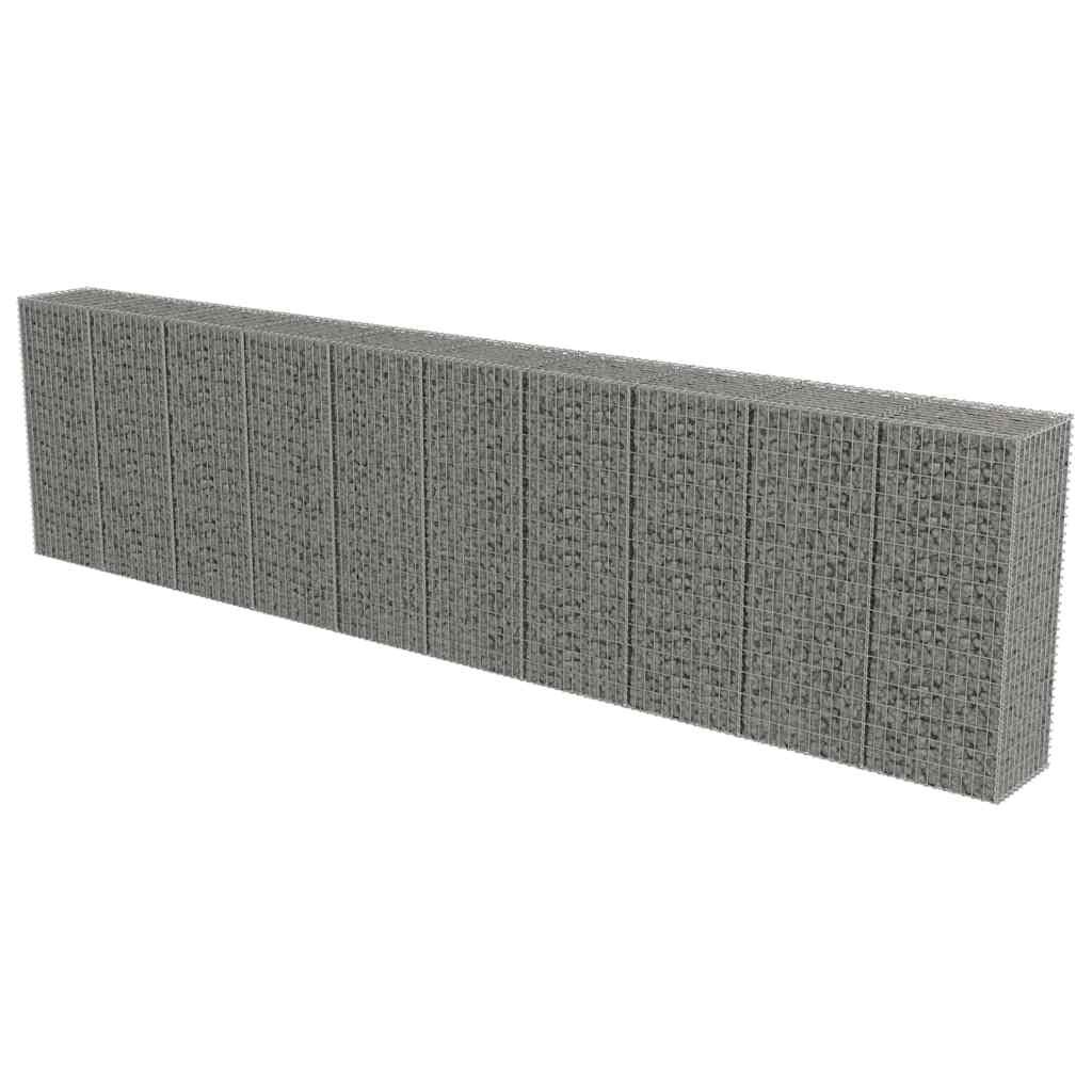 vidaXL Gabiónová stena s krytmi pozinkovaná oceľ 600x50x150 cm