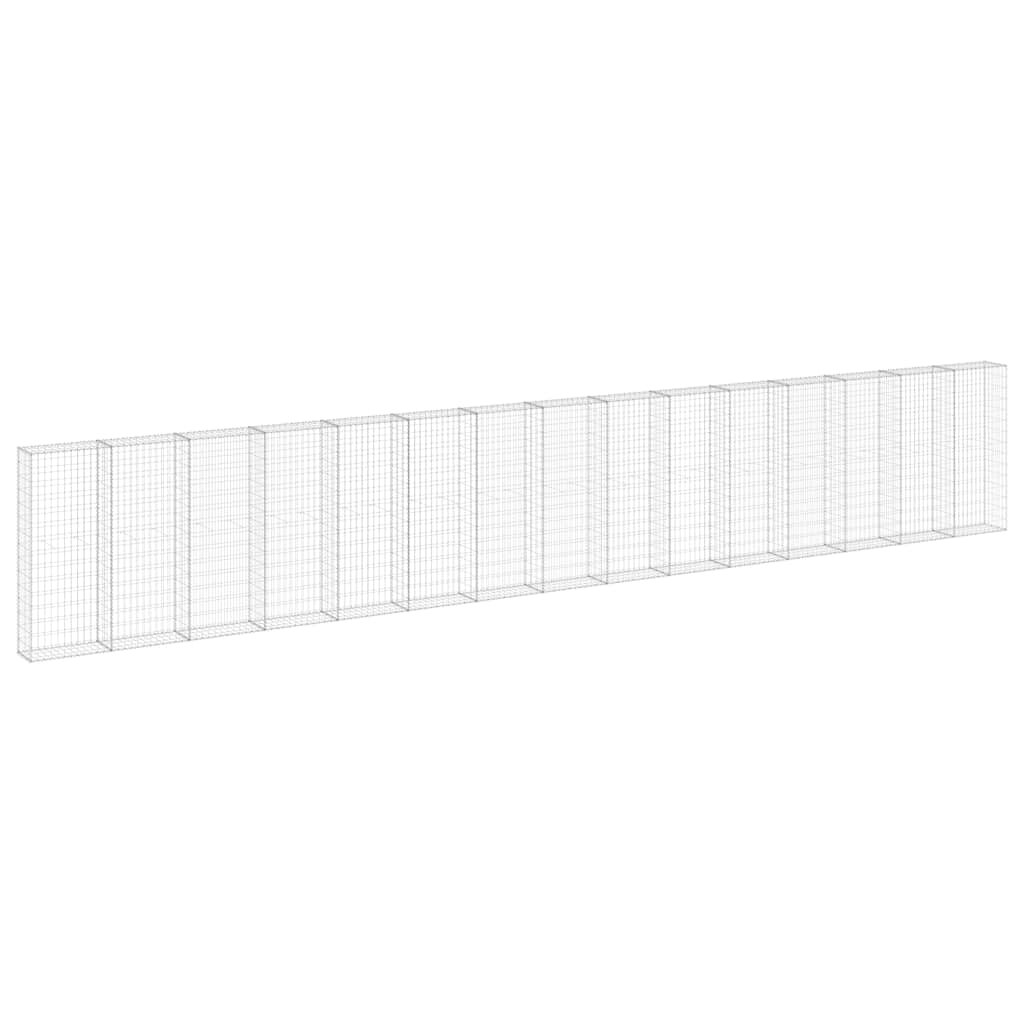 vidaXL Gabiónová stena s krytmi pozinkovaná oceľ 900x30x150 cm